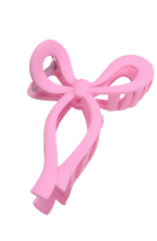 Load image into Gallery viewer, Matte Pink Bow Claw Clip