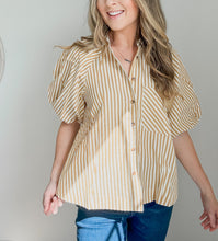 Load image into Gallery viewer, Lainey Mustard Stripe Button Down
