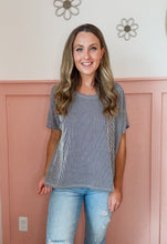 Load image into Gallery viewer, Ribed Striped Short Sleeve- Black
