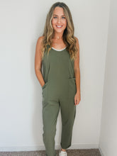 Load image into Gallery viewer, Madison French Terry Jumpsuit- Light Olive
