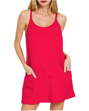 Load image into Gallery viewer, Sadie Dress with Built in Romper- Ruby
