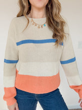 Load image into Gallery viewer, Colorblock Striped Drop Shoulder Cozy Sweater
