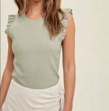 Load image into Gallery viewer, Kristen Olive Ribbed Tank with Ruffle
