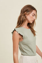 Load image into Gallery viewer, Kristen Olive Ribbed Tank with Ruffle
