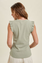 Load image into Gallery viewer, Kristen Olive Ribbed Tank with Ruffle
