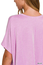 Load image into Gallery viewer, Ribbed Striped Short Sleeve- Mauve
