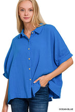 Load image into Gallery viewer, Sami Double Gauze Ocean Blue Button Down
