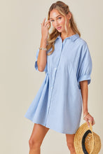 Load image into Gallery viewer, Malibu Blue Striped Button Down Dress
