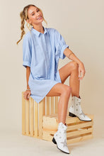 Load image into Gallery viewer, Malibu Blue Striped Button Down Dress
