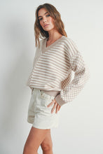 Load image into Gallery viewer, Gianna Checker Pattern Drop Shoulder Sweater
