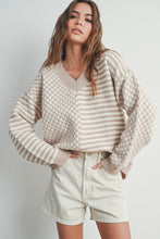 Load image into Gallery viewer, Gianna Checker Pattern Drop Shoulder Sweater
