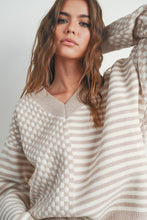 Load image into Gallery viewer, Gianna Checker Pattern Drop Shoulder Sweater
