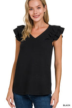 Load image into Gallery viewer, Lily Ruffle Sleeve Blouse- Black
