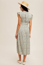 Load image into Gallery viewer, Ren Flutter Sleeve Floral Midi Dress
