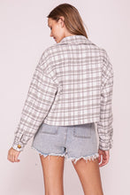 Load image into Gallery viewer, Rachel Cropped Fit Plaid Button Down Jacket- Grey
