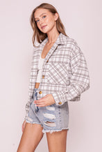 Load image into Gallery viewer, Rachel Cropped Fit Plaid Button Down Jacket- Grey
