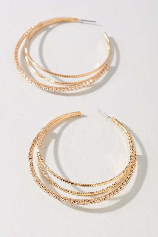 3 Layered C Hoop Earrings