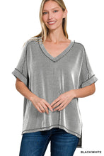 Load image into Gallery viewer, Corded Rib Short Sleeve- Black and White
