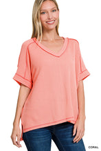 Load image into Gallery viewer, Corded Rib Short Sleeve- Coral
