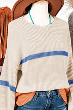 Load image into Gallery viewer, Colorblock Striped Drop Shoulder Cozy Sweater
