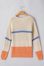 Load image into Gallery viewer, Colorblock Striped Drop Shoulder Cozy Sweater
