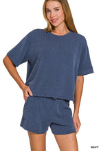 Load image into Gallery viewer, Blaine Corded Short Sleeve Set- Navy
