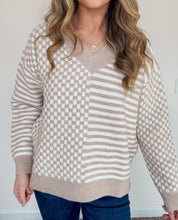 Load image into Gallery viewer, Gianna Checker Pattern Drop Shoulder Sweater
