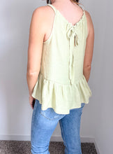 Load image into Gallery viewer, Colleen Back Tie Ruffle Hem Sleeveless Top
