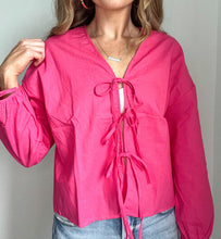 Load image into Gallery viewer, Kennedy Pink Front Tie Blouse
