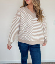 Load image into Gallery viewer, Gianna Checker Pattern Drop Shoulder Sweater
