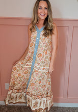 Load image into Gallery viewer, Serena Floral Border V Neck Dress
