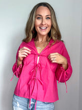 Load image into Gallery viewer, Kennedy Pink Front Tie Blouse
