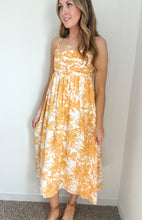 Load image into Gallery viewer, Sunshine Floral Pleated Empire Waist Midi Dress
