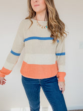 Load image into Gallery viewer, Colorblock Striped Drop Shoulder Cozy Sweater
