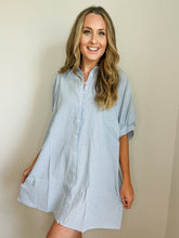 Load image into Gallery viewer, Malibu Blue Striped Button Down Dress
