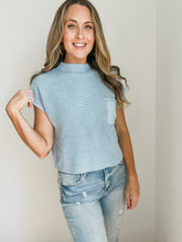 Load image into Gallery viewer, Brooklyn Mock Neck Sweater- Light Blue
