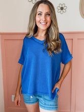 Load image into Gallery viewer, Corded Rib Short Sleeve- Bright Blue
