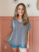 Load image into Gallery viewer, Corded Rib Short Sleeve- Black and White

