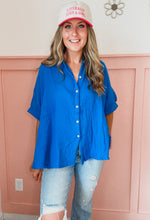 Load image into Gallery viewer, Sami Double Gauze Ocean Blue Button Down
