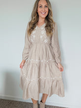 Load image into Gallery viewer, Nora Floral Crochet Detail Long Sleeve Dress
