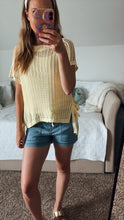 Load image into Gallery viewer, Beachin Crochet Side Tie Short Sleeve Sweater
