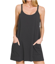 Load image into Gallery viewer, Sadie Dress with Built in Romper- Black
