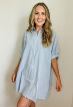 Load image into Gallery viewer, Malibu Blue Striped Button Down Dress
