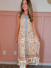 Load image into Gallery viewer, Serena Floral Border V Neck Dress
