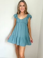 Load image into Gallery viewer, Elena Ruched Bust Ruffle Mini Dress
