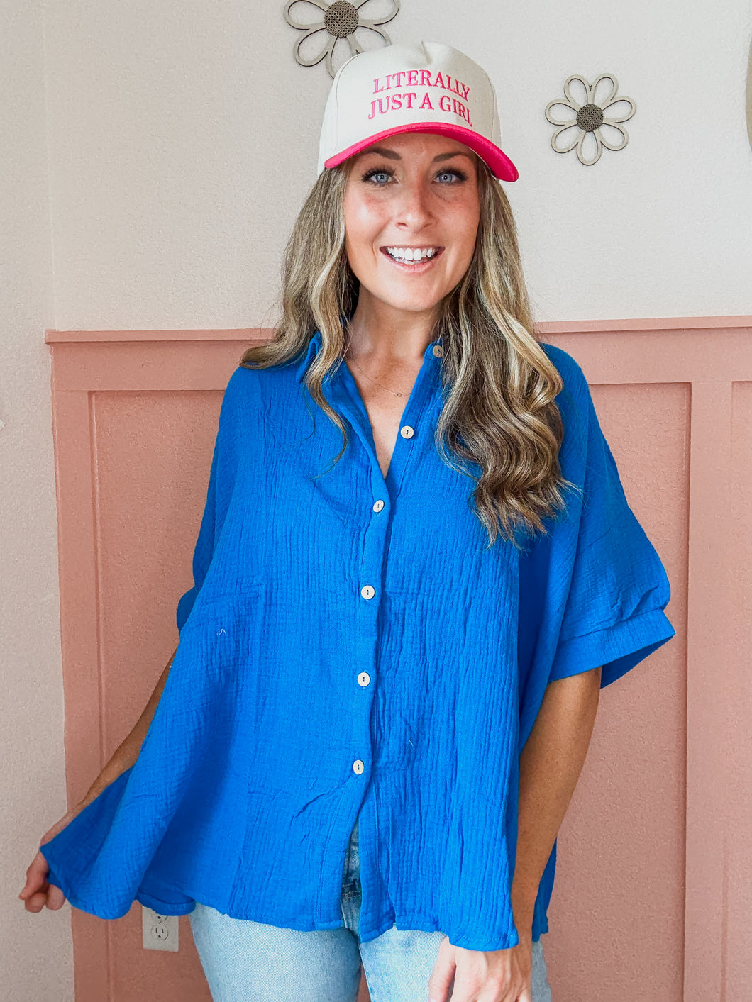 Sami Double Gauze Ocean Blue Button Down