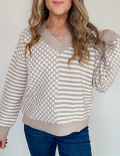 Load image into Gallery viewer, Gianna Checker Pattern Drop Shoulder Sweater
