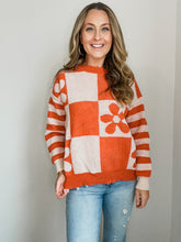 Load image into Gallery viewer, Millie Checkered Floral Print Sweater
