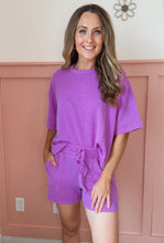 Load image into Gallery viewer, Blaine Corded Short Sleeve Set- Violet
