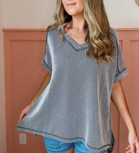 Load image into Gallery viewer, Corded Rib Short Sleeve- Black and White
